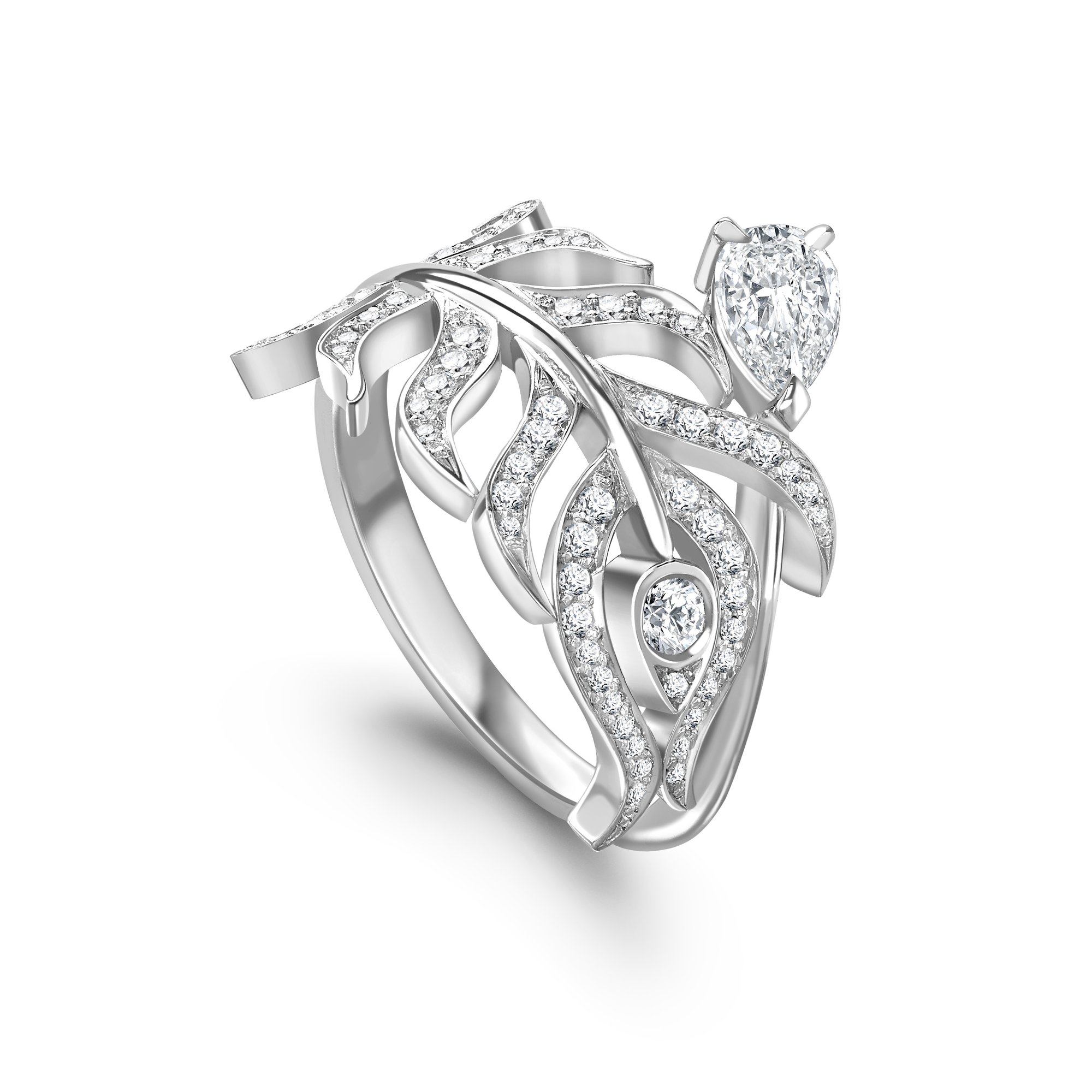 Wyatt Jewellery Platinum Diamond Fancy Ring Peacock Feather