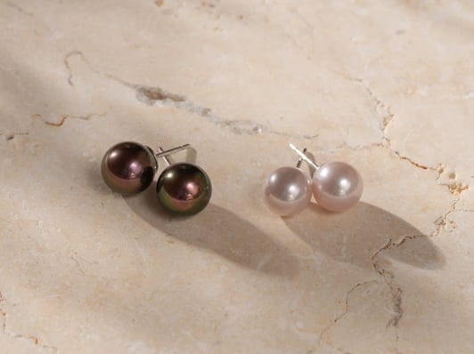 Natural and Black Pearl studs