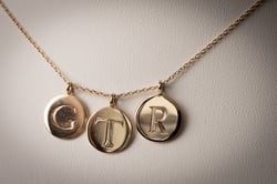 wyatt-jewellery-Set of 3 childrens initial name tags in yellow gold