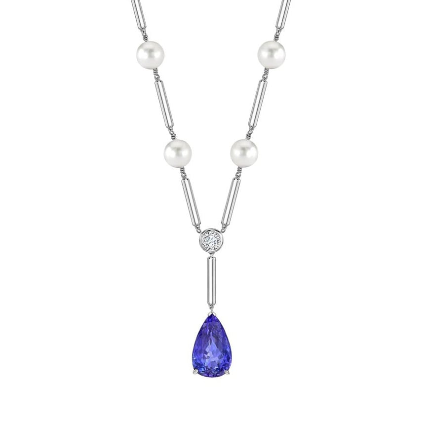 Wyatt-Jewellery-tanzanite and pearl white gold necklace